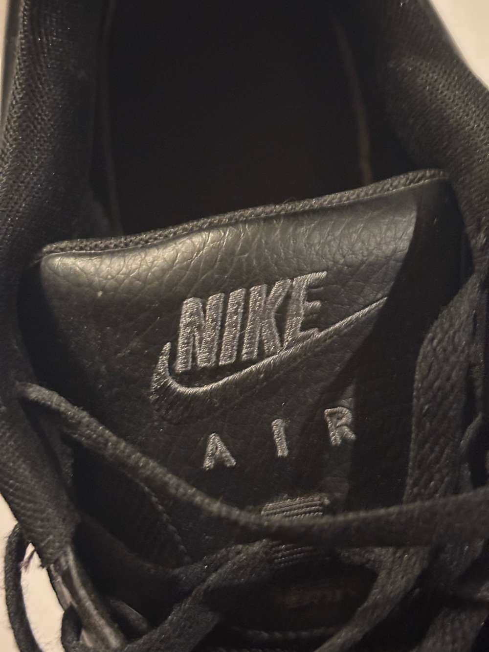 Nike Black Leather Air Sneaker with Embroidered Logo